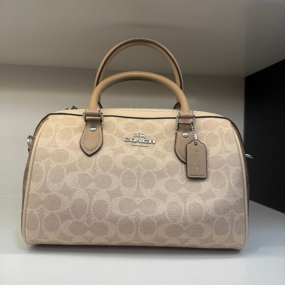 coach Rowan Satchel Bag In Blocked Signature Canvas cw377 - Picture 1 of 7